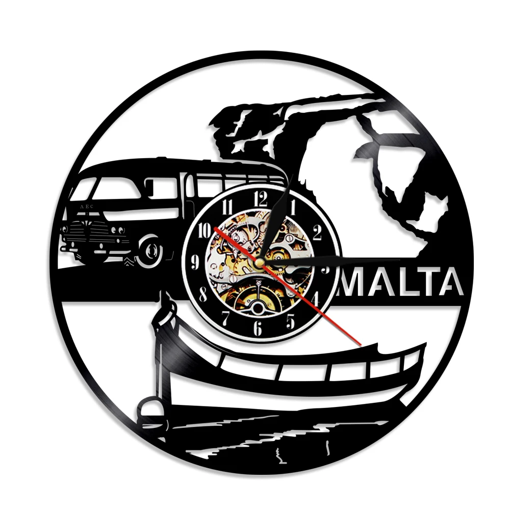1Piece Malta Vinyl Record Wall Clock 3D Creative Hanging Clock Vintage