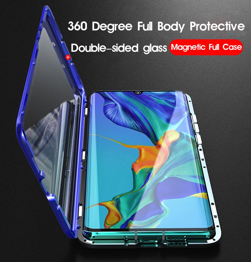 Clear Full Body 360 Protective Case For Huawei P30 Pro Magnetic Aluminum Metal Armor Bumper Magnet Covers Huawei P30 Pro Case On Clear Full Body 360 Protective Case For Huawei P30 Pro Magnetic Aluminum Metal Armor Bumper Magnet Covers Huawei P30 Pro Case On