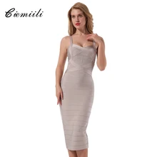 CIEMIILI 2017 New Spaghetti Strap Dress Women Cocktail Summer Sleeveless Bodycon Mid Calf Striped Dress Prom Party Bandage Dress