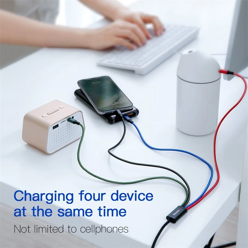 Baseus 4 в 1 USB кабель мульти зарядное устройство кабель для iPhone Xs Max XR 8 7 samsung Galaxy S9 S8 для Micro usb type C зарядное устройство Шнур для передачи данных