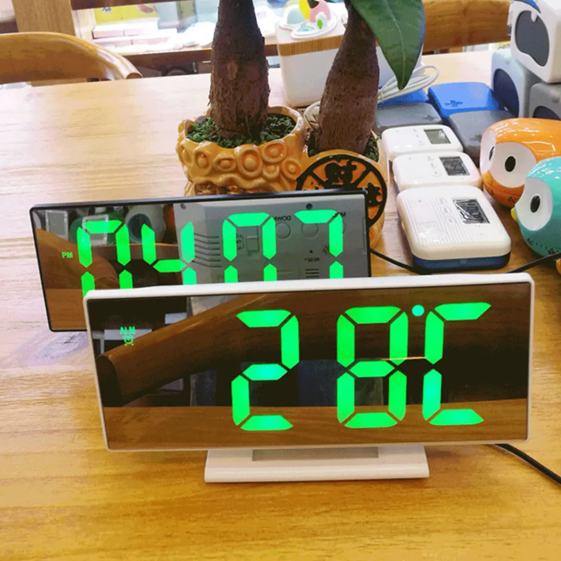 

1Pc Digital Alarm Clock LED Mirror Clock Multifunction Snooze Display Time Night Table Desktop Office Home Bedroom Decoration