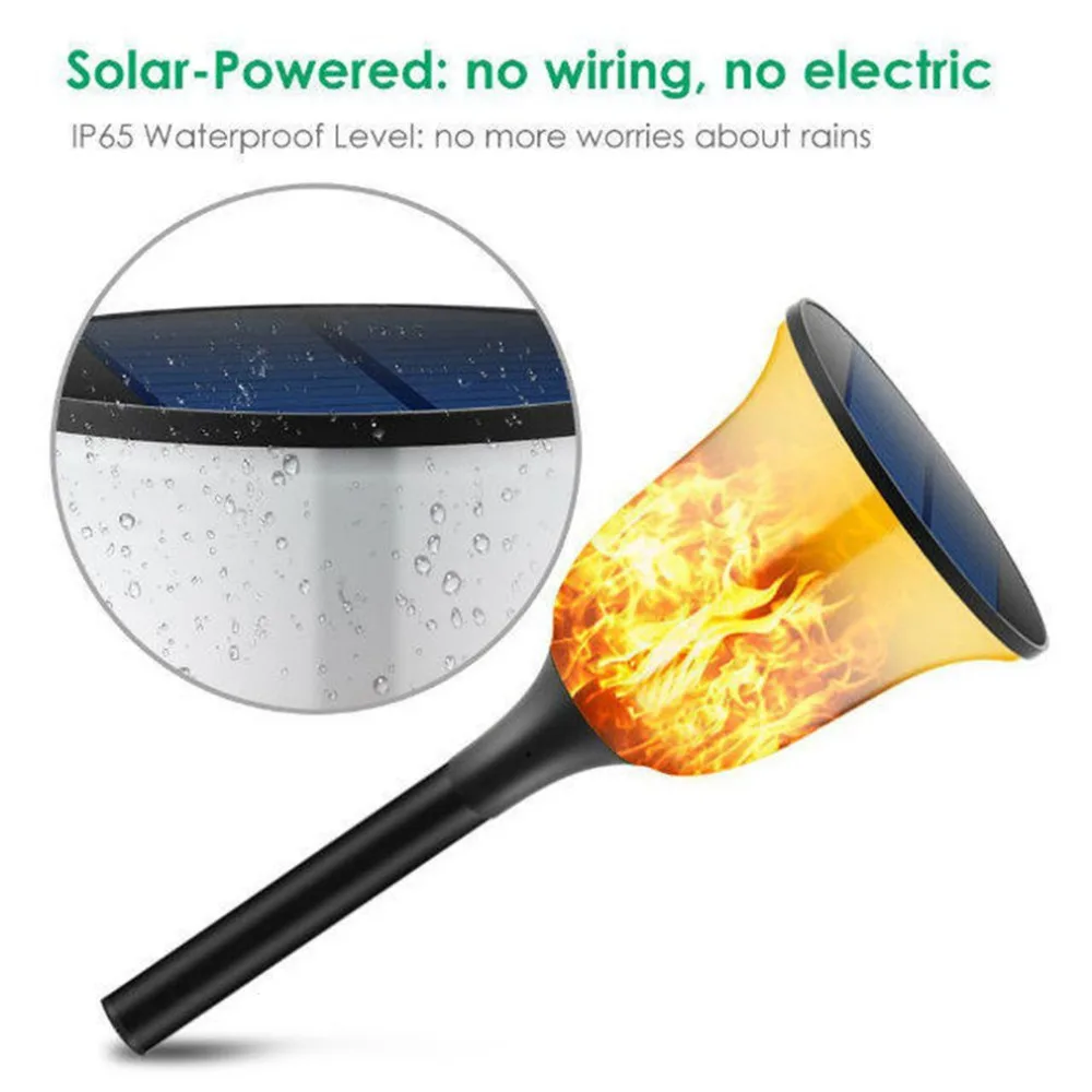 

Solar 96LED Torch Light Flame Flickering LED Light IP65 Waterproof Outdoor Decor Light With Spike For Garden Path Lawn