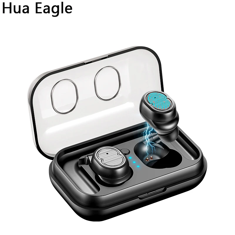 

Hua Eagle TWS 5.0 wireless Earphone bluetooth Earphones with microphone sports business phone headset with charging box