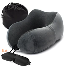 Almohadas de espuma de memoria en forma de U para el cuello, almohada de viaje de rebote de Suave lento, sólida, para cuidado de la salud Cervical, 1 unidad