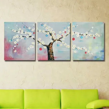 

Abstract Oil Painting Pure Handpainted on Canvas Plum flowers tree Handmade Modern wall art for Entrance 3pcs Oil Painting