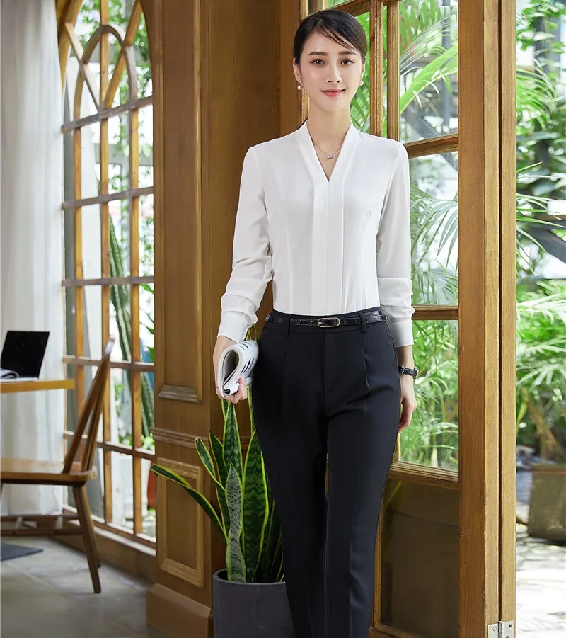 business pantsuit with blouse
