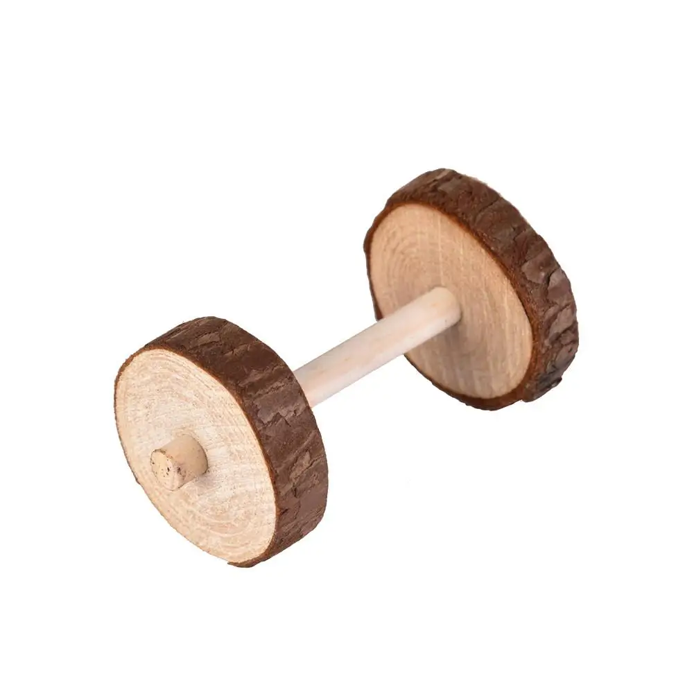 

Wooden Pet Hamster Chew Toys Chinchilla Molar Teething Pet Guinea Pig Small Dumbbell Wheel Teeth Grinding Exercise Durable Toys
