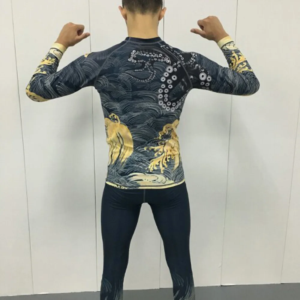 

High Quality Mma Rashguard Sublimation Printed Bjj Boxing Tight Pretorian Muay Thai MMA Jiu Jitsu Boxeo Sports Rash Guards Pants