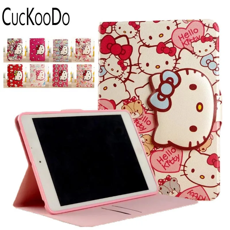 Cuckoodo 200 шт./лот мультфильм милый рисунок «Hello Kitty» слот для смарт-карты Filp Стенд из искусственной кожи защитный чехол для Apple iPad Pro 9.7 дюймов
