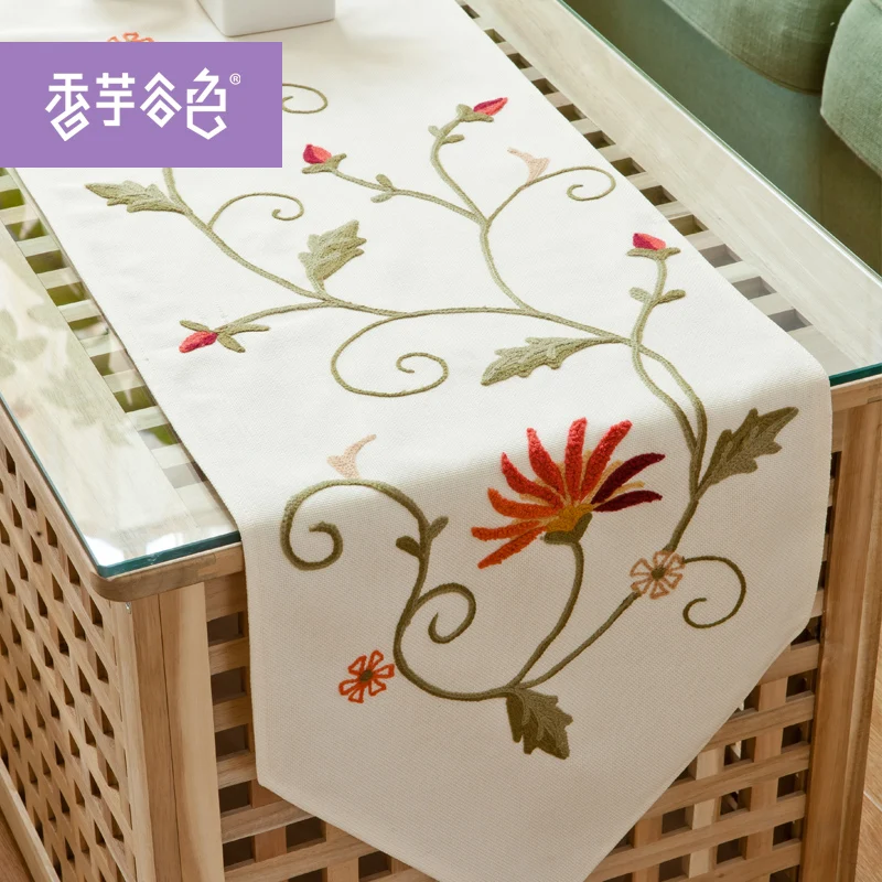 

Classical Table Runner For Wedding Chinese Handmade Embroidered Ciruss Cotton Linen Table Runners