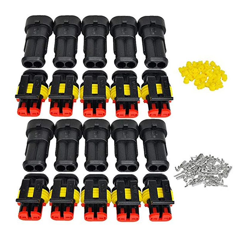 

10 Kit 1 2 3 4 5 6 Pin Way Waterproof Electrical Connector 1.5mm Series Terminals Heat Shrink Quick Locking Wire Harness Sockets