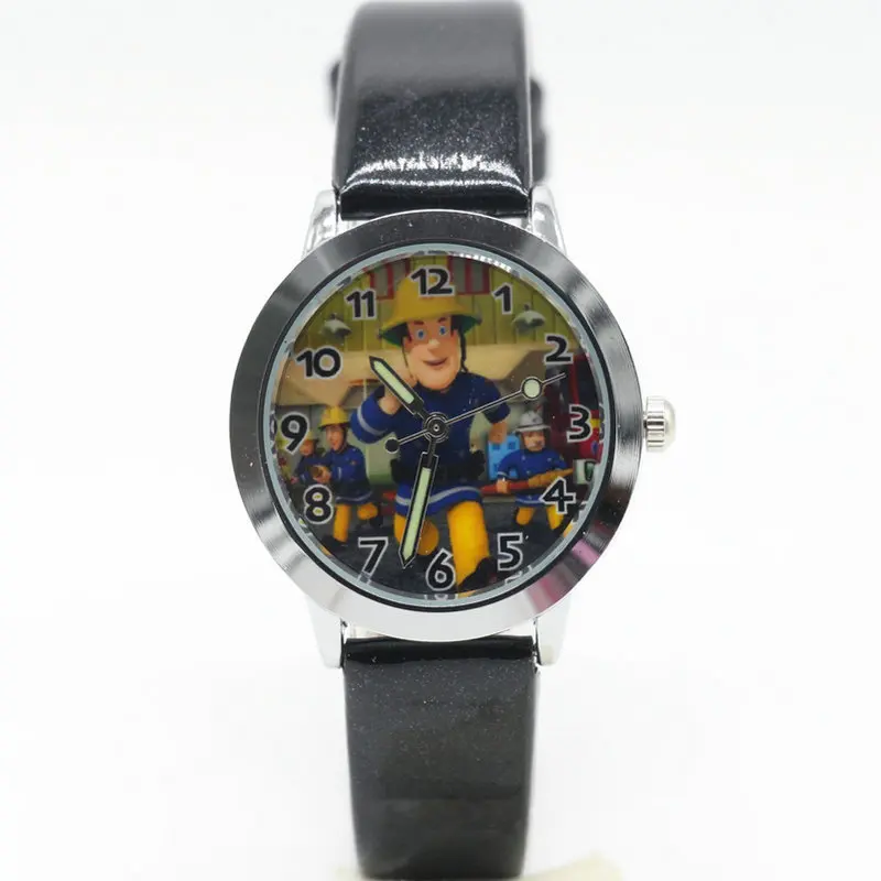 Новые модные Пожарный Сэм Часы Для детей Обувь для мальчиков подарок часы Повседневное кварцевые наручные часы Relogio Relojes - Цвет: Черный