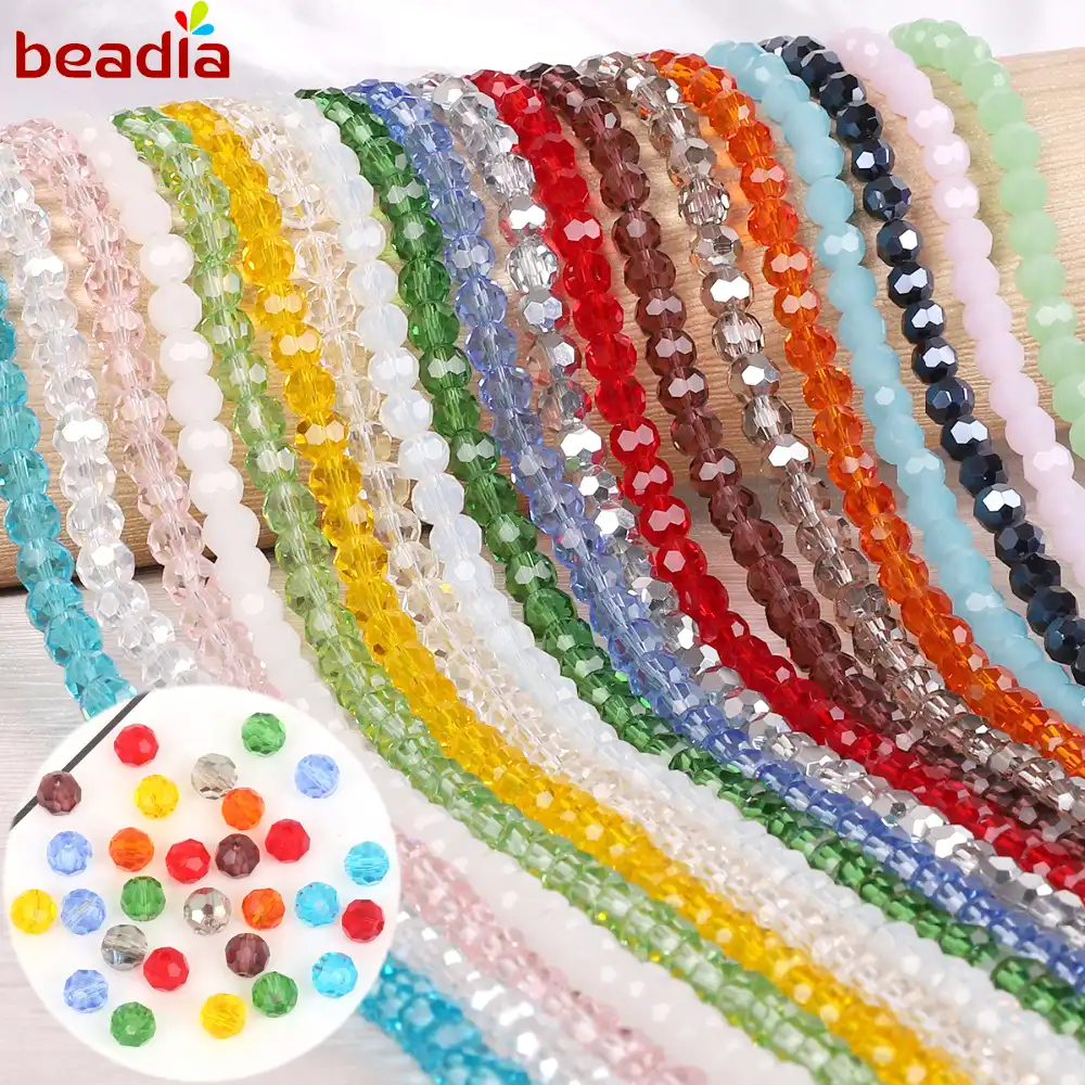 100PCS Crystal Glass Faceted Loose Spacer Beads lot DIY 4mm V7T1 Jewelry 6m L4W8
