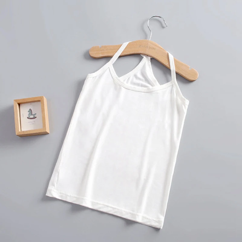Летняя футболка для девочек майка для малышей От 2 до 13 лет нижнее белье для девочек детская одежда детские однотонные топы без рукавов, цвет черный, серый, GE02