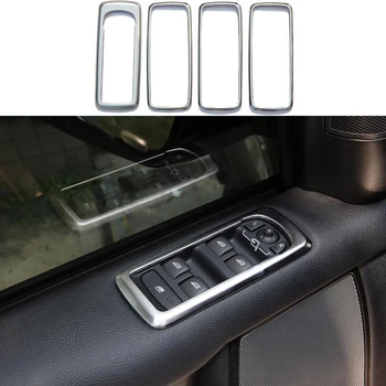

4pcs Chrome ABS Interior Armrest Door Window Llift Buttons Frame Cover Trim For Land Rover LR4 2010-2016