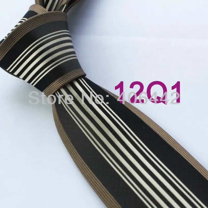 Yibei Coachella связи Для мужчин узкие галстук Дизайн Кофе границы черный/серебристый вертикальная полоса микрофибры галстук мода Slim галстук