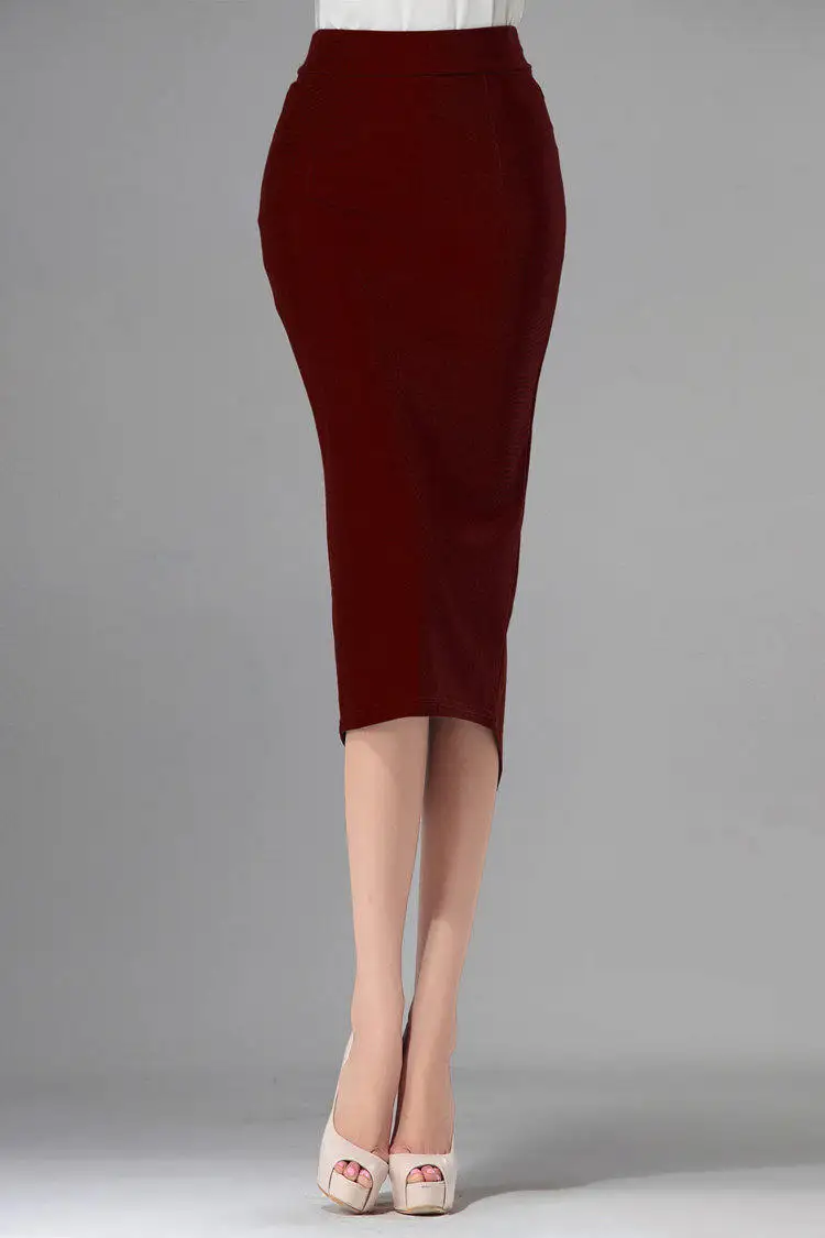 Облегающая Юбка миди на заказ XXS 6XL 8XL размера плюс с высокой талией длинная юбка-карандаш зеленая красная хаки облегающая офисная винтажная юбка