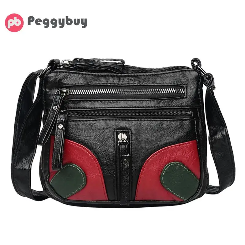 Women Black Messenger Bags Vintage Soft Pu Leather Handbag Casual Totes