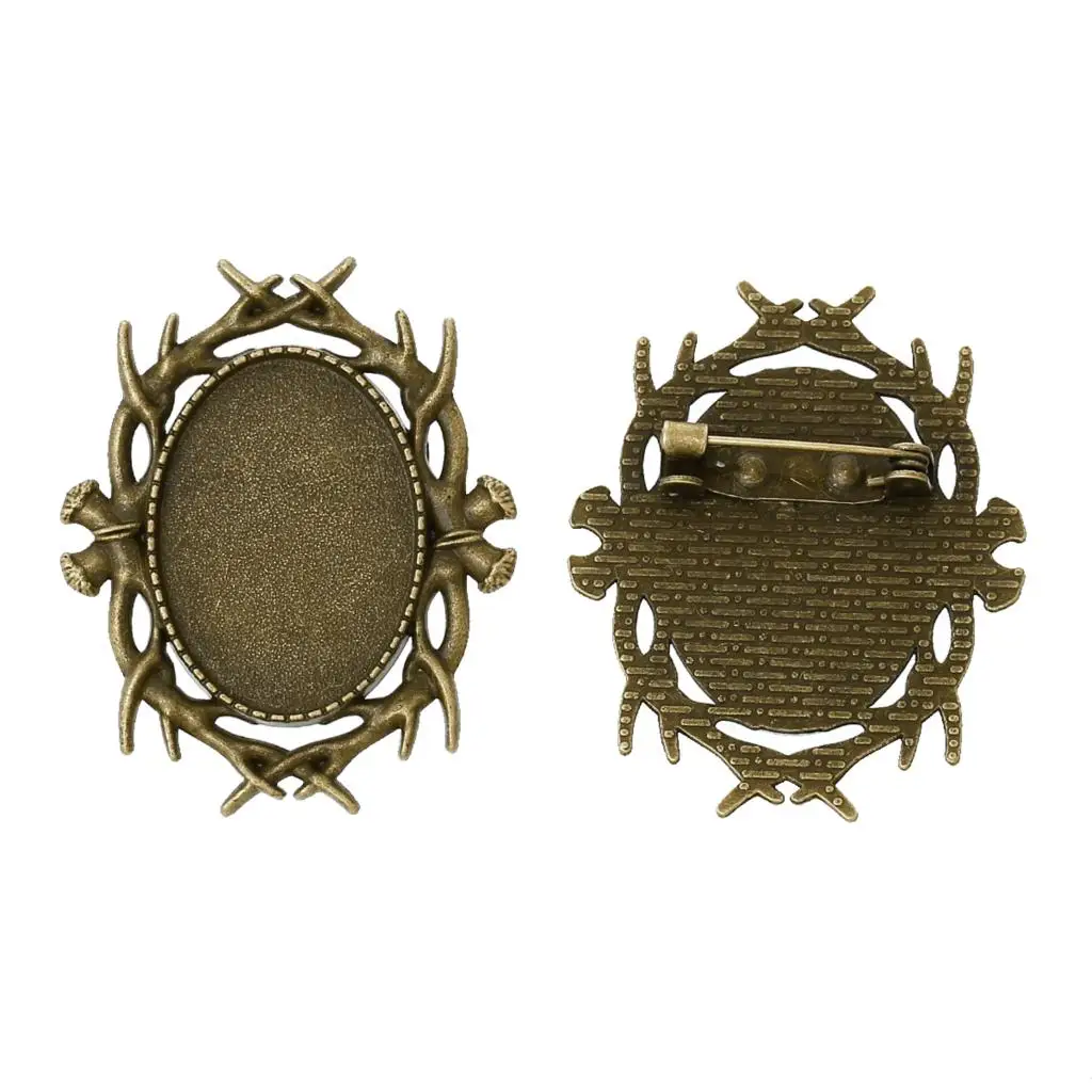 

Zinc metal alloy Brooches Findings Oval Antique Bronze Cabochon Settings(Fits 25mm x 18mm)3.9cm x 3.2cm ,1 Piece