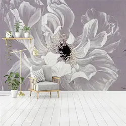 Beibehang новый ручной росписью цветы эстетическая картина маслом простой скандинавский ТВ стены Пользовательские Большой Настенные обои