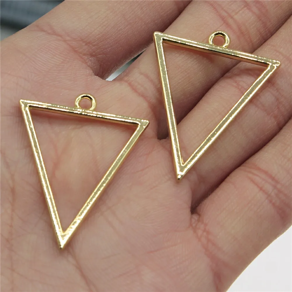 10pcs Triangle Pendant Charms DIY Jewelry Making Jewelry Finding High Quality KC Gold Color 27x35mm