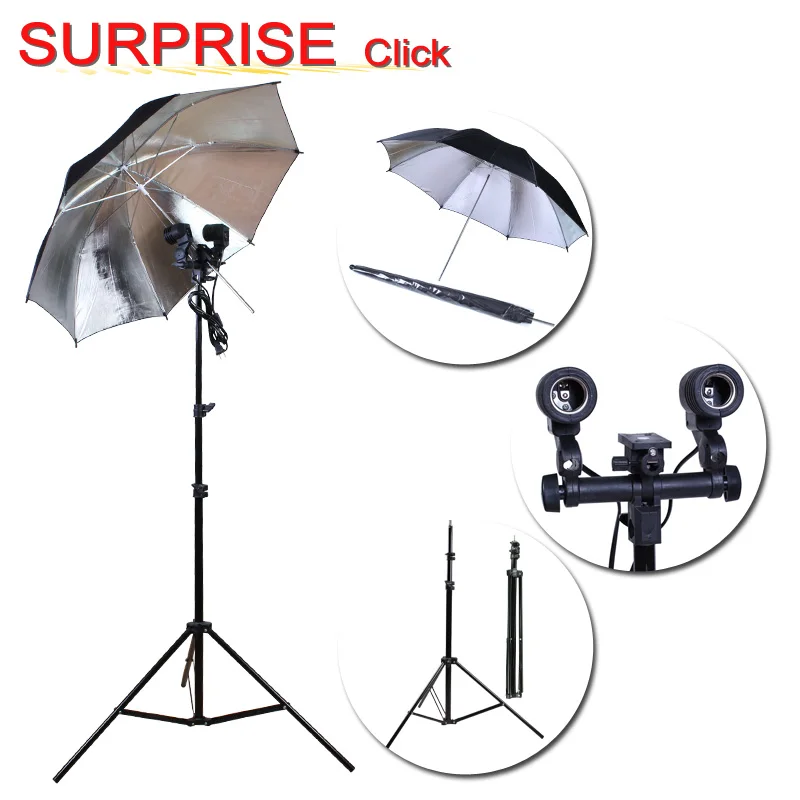 

NEW PHOTOGRAPHIC EQUIPMENT 85 cm Reflective umbrella and Lamp Bulb Holder E27 Socket Flash Umbrella Bracke and 7ft. 200cm stands