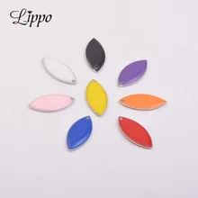 Pendentifs de navette double face en métal plaqué argent 10x23mm, 30 pièces, médaillon émaillé, sans Nickel et sans plomb