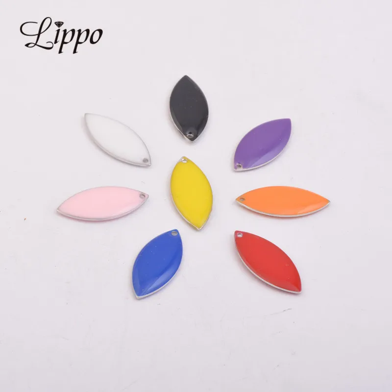 

32pcs 10*23mm Sequins Médaillons émaillés Charms Silver Metal Two-sided shuttles Pendant Nickel free and Lead Free