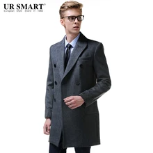 URSMSRT Аутентичные мужские двубортные мужское шерстяное пальто британский стиль пальто куртка