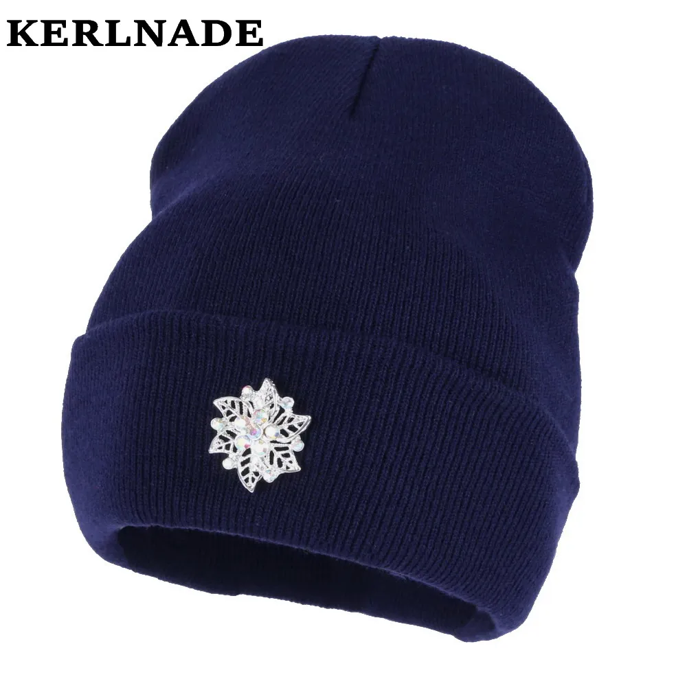 

wholesale women fashion winter hat luxury crystal beanies white black navy grey casual beanie solid colorful girl new skullies