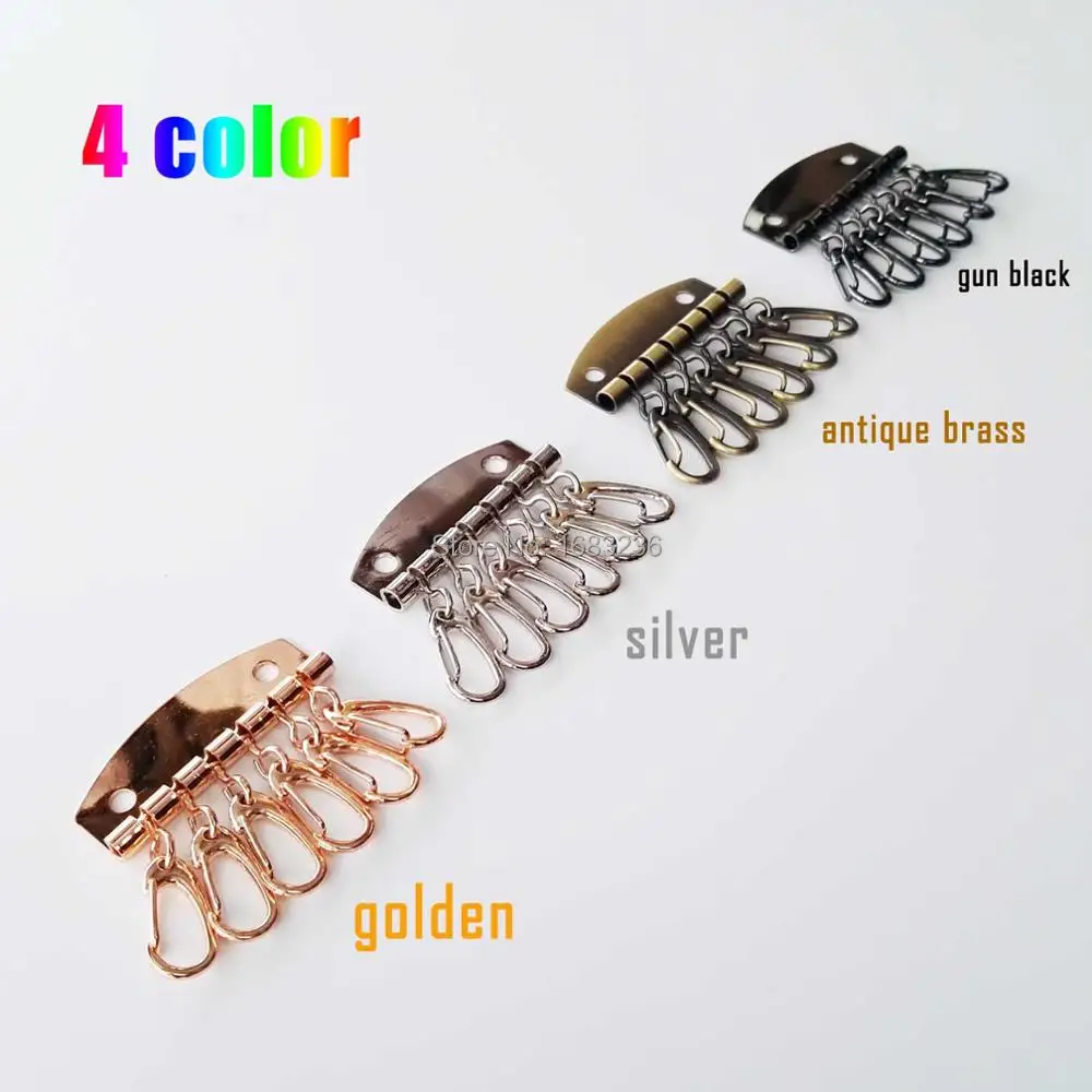 

DIY Keychain Wallet Key Ring Row Organizer 6 Hooks Clasp Clip Leather Bag Handbag Purse Hardware Part Leathercraft with rivet