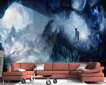 

beibehang wallpaper 3d on the wall Mural 3d Beautiful dream forest elk photo wallpaper 3d living room wallpaper TV background