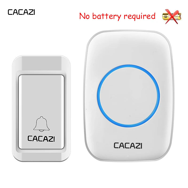 

CACAZI Self-powered Wireless Doorbell Waterproof no need battery Home cordless Doorbell EU Plug Chime 1 button 1 2 Receiver