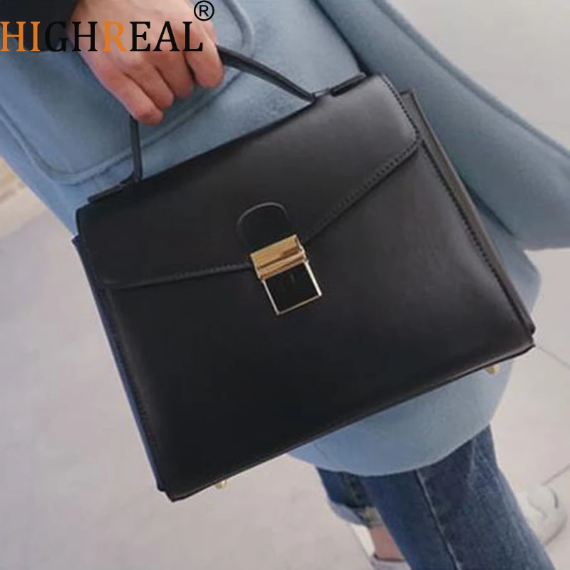 

HIGHREAL Women Retro Handbag Oil Wax Women Handbags High Quality PU Leather Patchwork Ladies Messenger Shoulder Bag Dropship