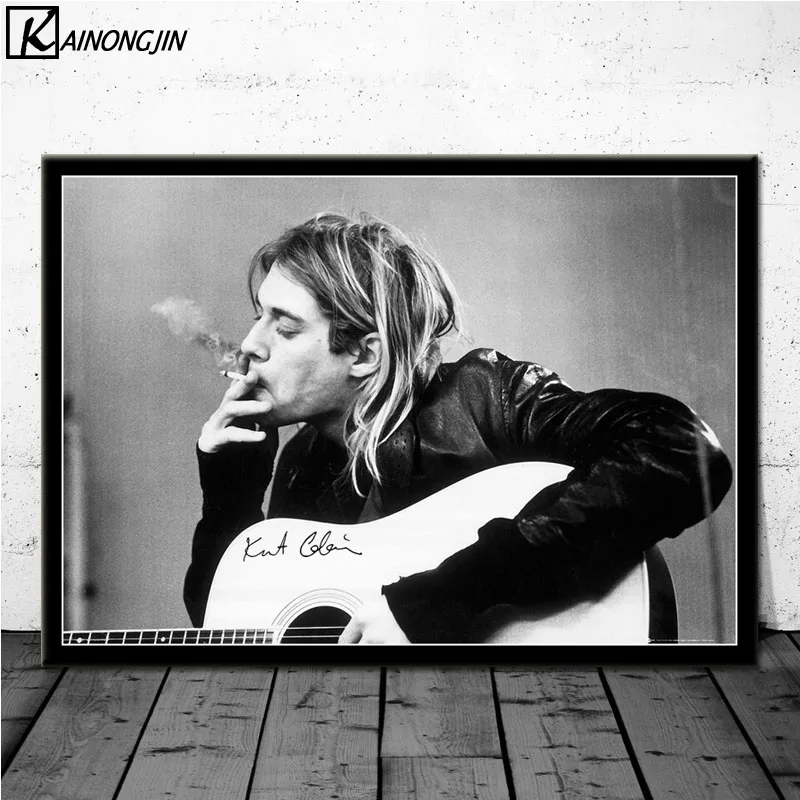 

Art Poster Kurt Cobain Nirvana Band Music Singer Posters and Prints Canvas Painting Wall Art Picture for Living Room Home Decor
