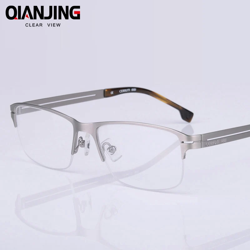 

QJ Hot Fashion Stainless steel half frame business men spectacle frame myopia presbyopia eyeglasses semi-rimless glasses CE6023