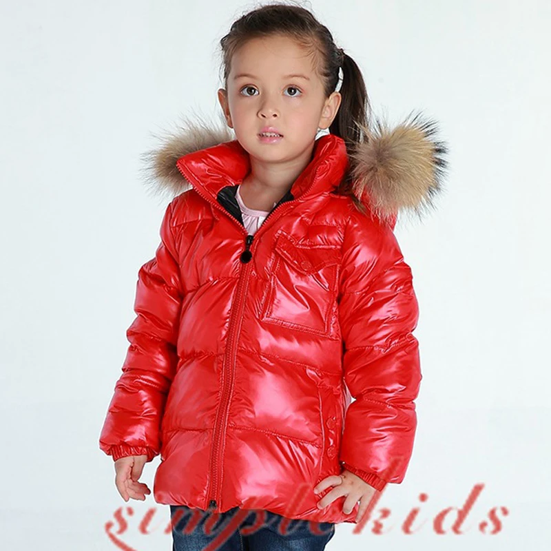 

Winter Girl Down Jacket Baby Down Coat Boy Down Jackets Outerwear Thick Snow wear with Large Natural Fur Collar High Quality