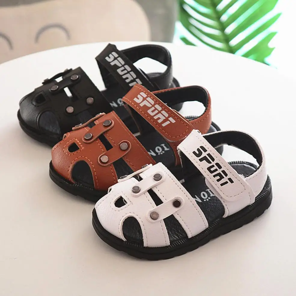 

brand closed toe toddler boys sandals fashion 2018 summer beach kids shoes sport pu leather baby boys sandals shoes