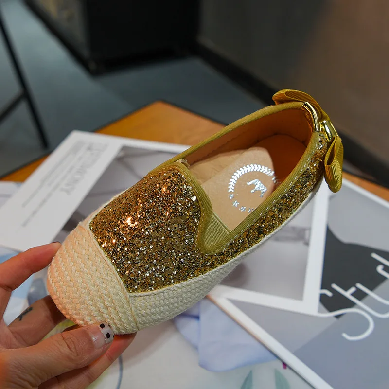 

Fashion Children Shoes Bowknot Spring Summer Girls Shoes Loafers Slip On Casual Shoes Breathable Kids Shoes Glitter Sneakers