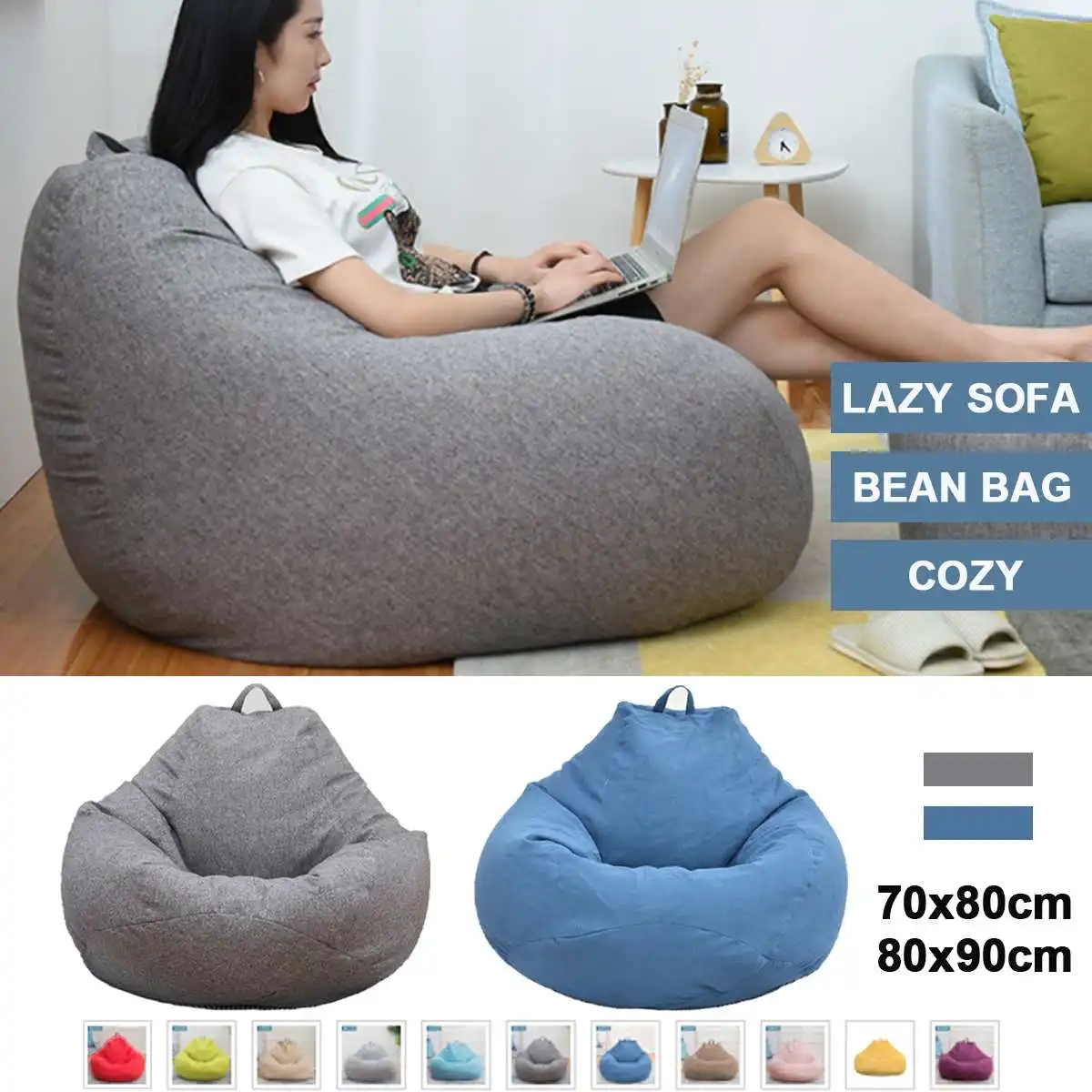 Beanbag Sofas Lounger Chair Sofa Cotton Chair Cover Waterproof Stuffed Animal Ottoman Seat Bean Bag without Filling Only Cover