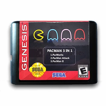 

Game Pacman 3 in 1 with Saving Function 16 bit Game Cartridge for Sega for MegaDrive Genesis Video Console English Language