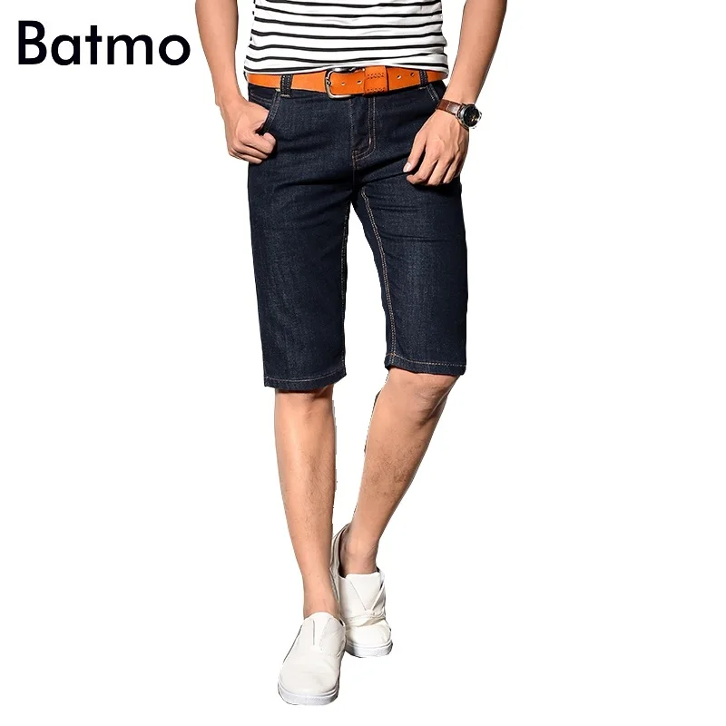 Batmo 2018 new arrival summer high quality denim shorts men men's casual knee length slim jeans plus-size 28-38 D909 |
