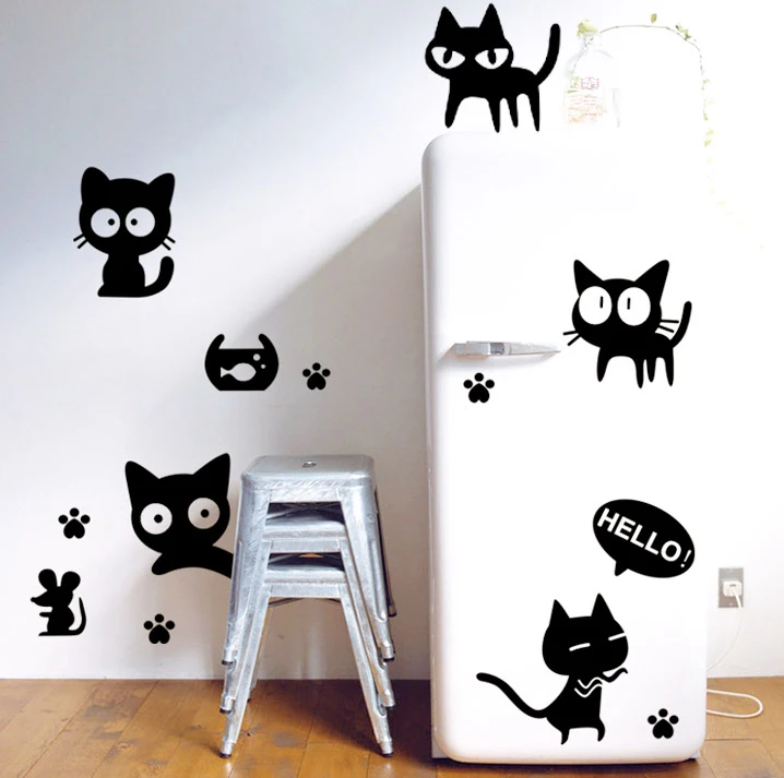Cat wall stickers Creative cute cartoon cat bedroom dorm room wall