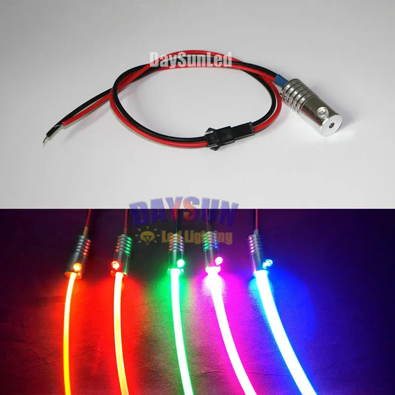 

Free Shipping DIY Car Light 1PCS 12V 2W Led Optic Fiber Light Illuminator + 1m *Dia 2mm/3mm/5mm/6mm/8mm/10mm Side-glow Fiber Kit