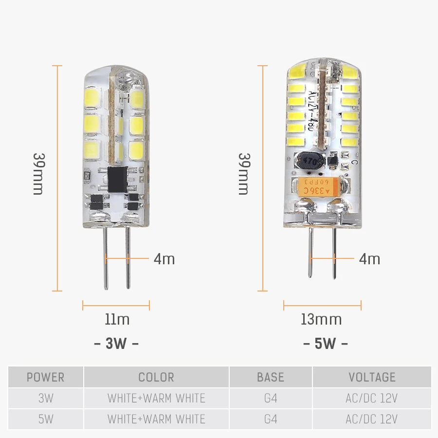 AC/DC12V G4 Светодиодный новый высококачественный светильник 3 Вт 5 кукурузный SMD2835
