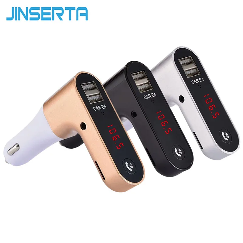 JINSERTA E4 Беспроводной fm передатчиком Bluetooth Hands Free AUX модулятор ЖК дисплей Car Kit MP3
