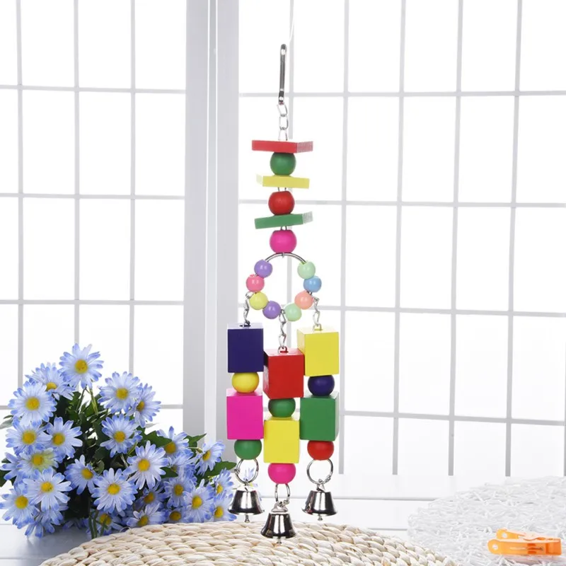 

Funny Pet Parrot Bird Chewing Swing Toy Macaw African Greys Budgies Colorful Toy with Bells Hanging Vogel Speelgoed Parakeet