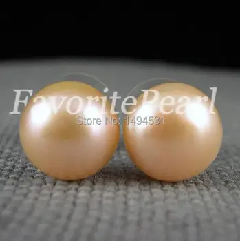 

Wholesale Pearl Jewelry - Free Shipping - AAA 12.5-13MM Peach Color Natural Freshwater Pearl Stud Earring Set