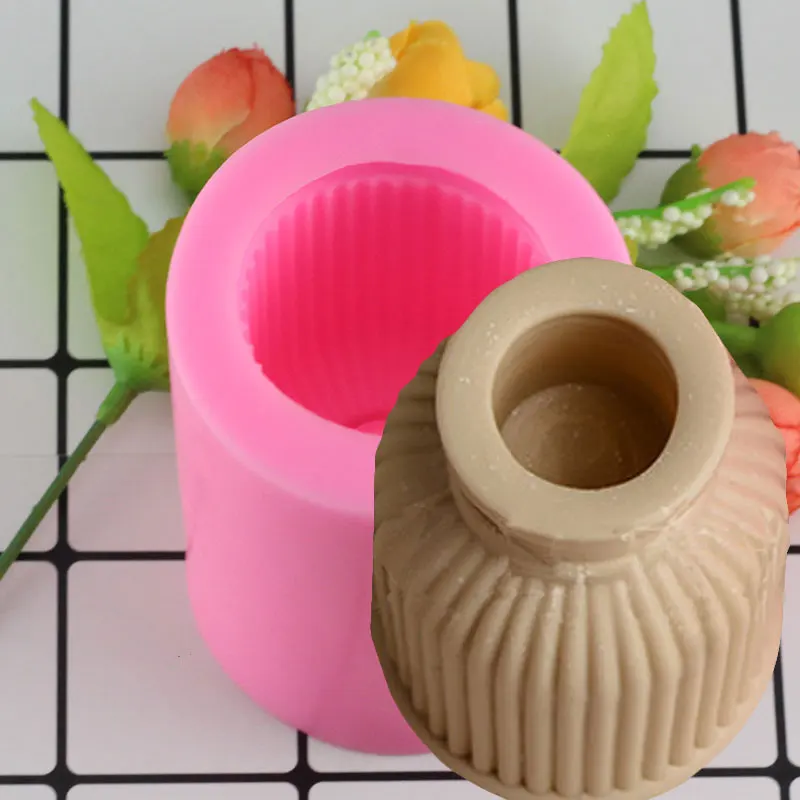 Flower Vase 3D Candle Mold Silicone Mold Resin Clay Candle Molds Cupcake Fondant Decorating