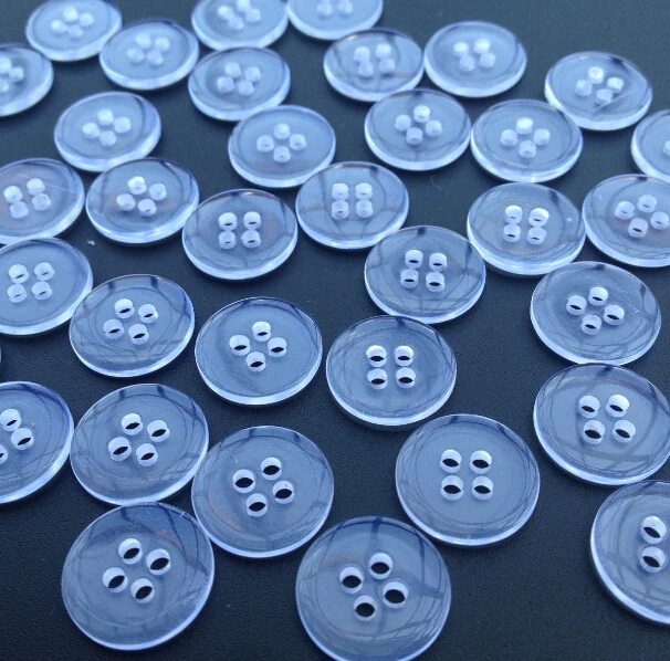 50pcs 15mm 4 holes transparent white shirt buttons apparel sewing